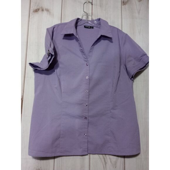 Apt 9 Shirt Ladies Extra Large Lavender Capped‎ Sleeve Button Front - Picture 1 of 7